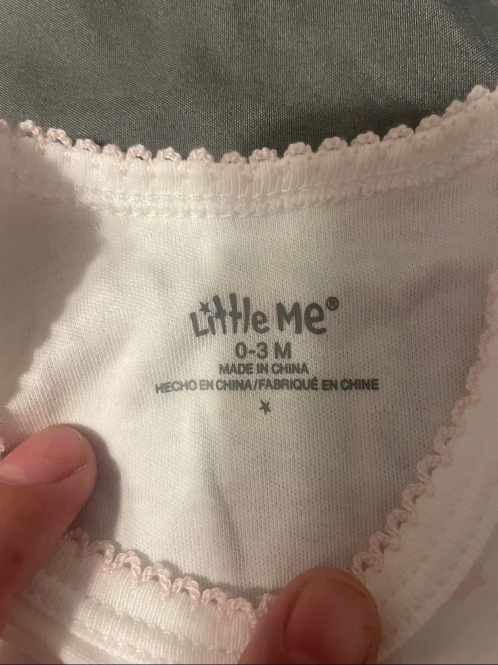 Little Me White Infant Gown with Pink Star Accents